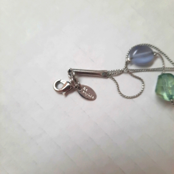 Beautiful Lia Sophia 3 Strand Aqua, Gray, Blue, Silver Tone Beaded Necklace 20" - Picture 2 of 5